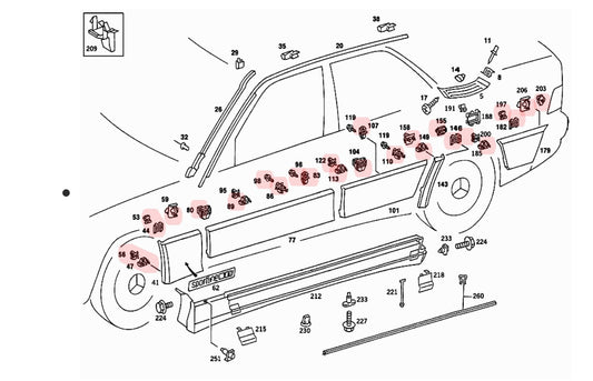 Mercedes 190E Sacco Panel Clip Kit - Complete Set